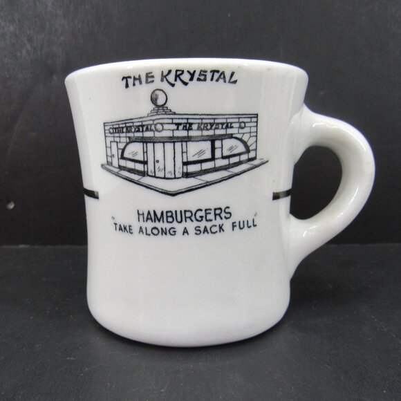 The Krystal Hamburgers White Vintage 8 Oz Mug Shenango China New Castle PA USA - Picture 1 of 8